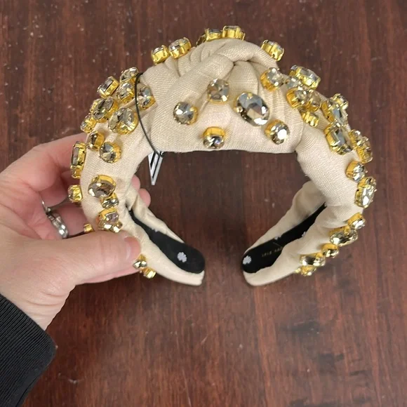 Lele Sadoughi Embellished Linen Knotted Headband- Natural NWT Lele Sadoughi Embellished Linen Knotted Headband Natural NWT  main image 2